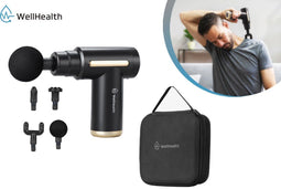 Wellhealth - Oplaadbaar mini massagepistool - 32 snelheden 4 opzetstukken - Wit