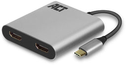 ACT AC7012 - USB-C naar HDMI Dual Monitor MST Hub - 4K @ 60Hz - Aluminium Grijs