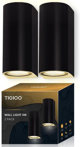 Tigioo Wandlamp - LED Buitenverlichting - Weerbestendig - Zwart (2 stuks)