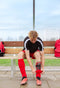 Avento Pro-Style - Scheenbeschermers - Anatomisch gevormd met enkelsok - Rood/Zwart - Maat S
