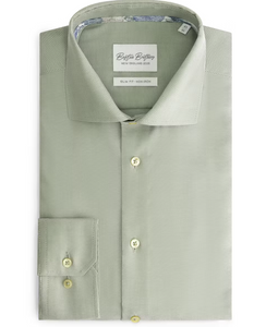 Boston Brothers Non-Iron Overhemd - Slim Fit - Wide Spread - Oxford Weving - Lichtgroen - Maat 42