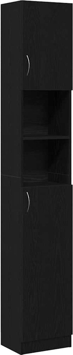 vidaXL - Badkamerkast - 32x25,5x190 - cm - spaanplaat - zwart - eikenkleurig