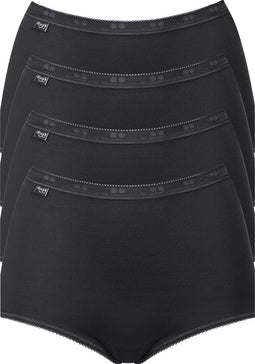 sloggi Basic+ - Dames Maxi slip - Extra zachte naden - Zwart (4-pack)