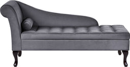 PESSAC - Chaise longue - Donkergrijs - Linkerzijde - Fluweel