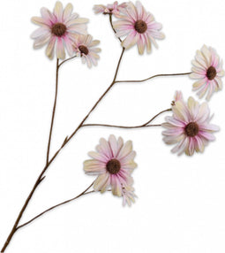 Silk-ka Kunstbloem-Zijden Bloem Margriet Tak Crème-Roze 102 cm