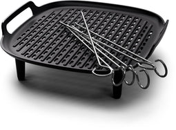 Philips HD9959/00 - Grill Set Airfryer Accessoire - Geperforeerde grillplaat met 6 spiesen - Zwart
