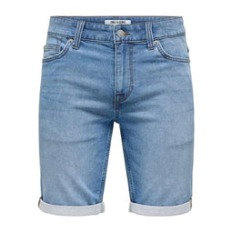 Heren Jeans Shorts Only & Sons Onsply 8584 Blue Denim Blauw Maat