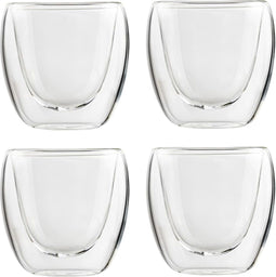 HI - Espressokopjes - dubbelwandig - 4 - st - 80 - ml - transparant