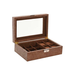 Doos-Juwelenkistje Home ESPRIT Bruin Polyurethaan Kristal Hout MDF 25 X 16,5 X 8,5 CM