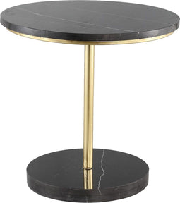 PTMD Leroy Ronde Bijzettafel - H45 x Ø45 cm - Marmer - Zwart