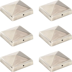 vidaXL - Paalkappen - 6 - st - piramide - 91x91 - mm - roestvrij - staal