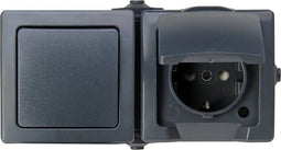 Nautic Horizontale stopcontactcombinatie - spatwaterdicht - antraciet - met randaarde - IP44