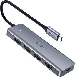 Ugreen CM219 - USB Type C HUB - 4x USB 3.2 Gen 1 - Supersnelle gegevensoverdracht - Grijs