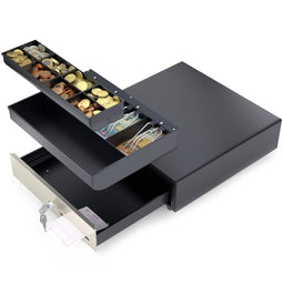 ACROPAQ Kassalade - 33 x 33 cm, Touch-Opening - Inox/Zwart - AC335TIBK