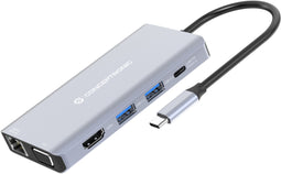 Conceptronic DONN20G - USB 3.2 Gen 1 Type-C - Ethernet LAN 10/100/1000 Mbit/s - Grijs