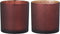 J-Line windlicht Oosters - glas - rood/goud - medium - 2 stuks