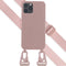 Selencia Hoesje Geschikt voor iPhone 12 Pro / 12 Hoesje Met Koord - Selencia Siliconen hoesje met afneembaar koord - roze