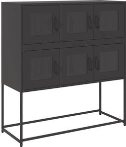 vidaXL - Dressoir - 100,5x39x107 - cm - koudgewalst - staal - zwart