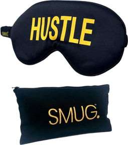 SMUG Slaapmasker met Opbergzakje - 100% Verduisterend - Verstelbaar Oogmasker in Satijn - Hustle Print