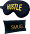 SMUG Slaapmasker met Opbergzakje - 100% Verduisterend - Verstelbaar Oogmasker in Satijn - Hustle Print