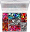 Strasstenen in display box, d: 6+7+9+10+11+12+14+16 mm, buitenmaat 16,4x9,2x1,5 cm, 300 stuks, blauw, zilver, roze