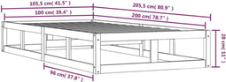 vidaXL - Bedframe - massief - hout - zwart - 100x200 - cm