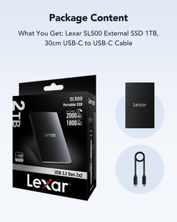 Lexar SL500 - Externe SSD 2TB - USB3.2 Gen2x2 tot 2000MB/s lezen 1800MB/s schrijven