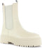 PS Poelman Kimmy - Dames Leren Chunky Chelsea Enkellaarzen - Beige Crème Wit - Maat 40
