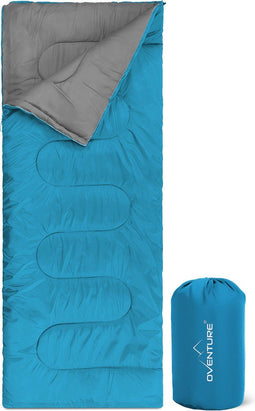 Oventure SleepPlus slaapzak | 190 x 80 cm | 3-seizoenen slaapzak | Comfortabel tot 8 °C | Voor kamperen, logeren en festivals | Zacht en luchtig materiaal | Geschikt voor volwassenen en kinderen | Met draagtas | Turquoise