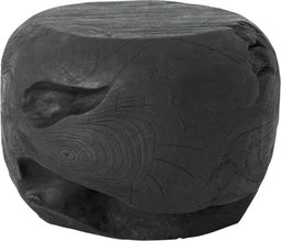 MUST Living Coffee table Ball Black,±30xØ40 cm, black recycled teakwood with natural cracks