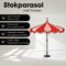 Mica Decorations Kim Gestreepte Parasol met Draagtas - Stokparasol 238 x 235 cm - Tuin of Balkonparasol - Polyester, Staal - Rood