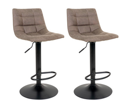 House Nordic Middelfart - Barkruk - Lichtbruin microvezel - Set van 2 (2 stuks)