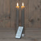 Anna's Collection - LED dinerkaarsen - 2x - ribbel - taupe - 23 cm (2 stuks)
