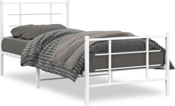 vidaXL-Bedframe-met-hoofd--en-voeteneinde-metaal-wit-90x200-cm
