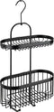 WENKO Doucherek Classic Plus Black - Doucherek 2-laags zonder boren - Mat zwart 26x47cm