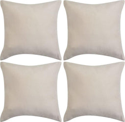 vidaXL - Kussenhoezen - 4 - stuks - beige - imitatie - suède - 50x50 - cm - polyester