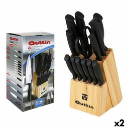 Set Messen met Houten Basis Quttin 47718 (14 pcs) 14 Onderdelen (2 Stuks)