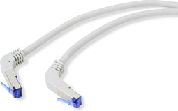 Renkforce RF-4892482 RJ45 Netwerkkabel, patchkabel CAT 6A S/FTP 10.00 m Grijs 90° haaks naar onder 1 stuk(s)