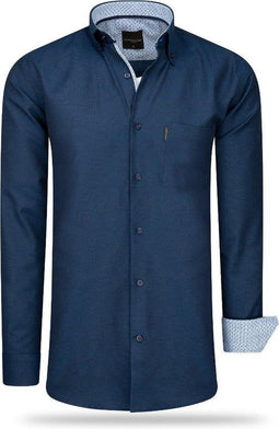 Cappuccino Italia - Heren Overhemden Regular Fit Overhemd Navy - Blauw - Maat 3XL