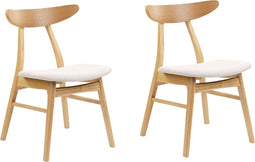 Set van 2 eetkamerstoelen LYNN Hout Lichtbeige