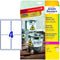 Avery L4774-8 - Folie-etiketten 99,1 x 139 mm - Weerbestendig - Wit (32 stuks)