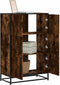vidaXL - Hoge - kast - 68x35x106,5 - cm - bewerkt - hout - en - metaal - gerookt - eiken