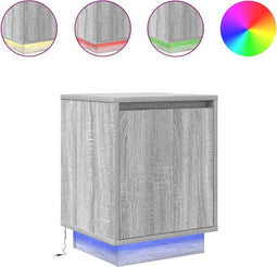 vidaXL - Nachtkastjes - met - led-verlichting - 2 - st - 38x34x50 - cm - grijs - sonoma