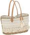 J-Line strandtas Kant + Kwast - jute - naturel/wit - small