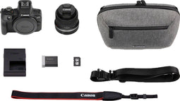 Canon R100 - Systeemcamera travel kit - RF-S 18-45mm IS STM-lens + schoudertas + geheugenkaart + batterijpakket - Zwart