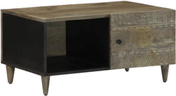 vidaXL - Salontafel - 80x50x40 - cm - massief - mangohout - lichtgrijs
