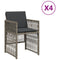 Tuinstoelen 4 st met kussens poly rattan grijs