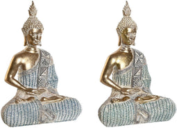 Decoratieve figuren DKD Home Decor 18,6 x 9,7 x 27 cm Blauw Boeddha Turkoois Orientaals Decapé (2 Stuks)