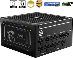 MSI MAG A1000GL - Voeding - 1000 W - 80 Plus Gold - Zwart