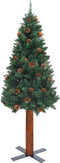 vidaXL - Kerstboom - met - echt - hout - en - dennenappels - smal - 210 - cm - PVC - groen